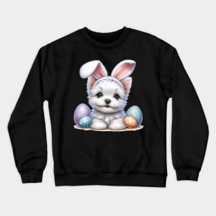 Puppy West Highland White Terrier Bunny Ears Happy Easter Day Crewneck Sweatshirt